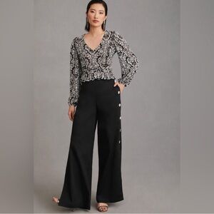 Anthropologie Jacquard Peasant Blouse Size Medium EUC 🖤🤍